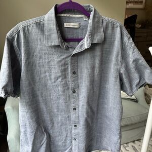 James Campbell Blue Gray Casual Button Down Shirt with a Chambray Look